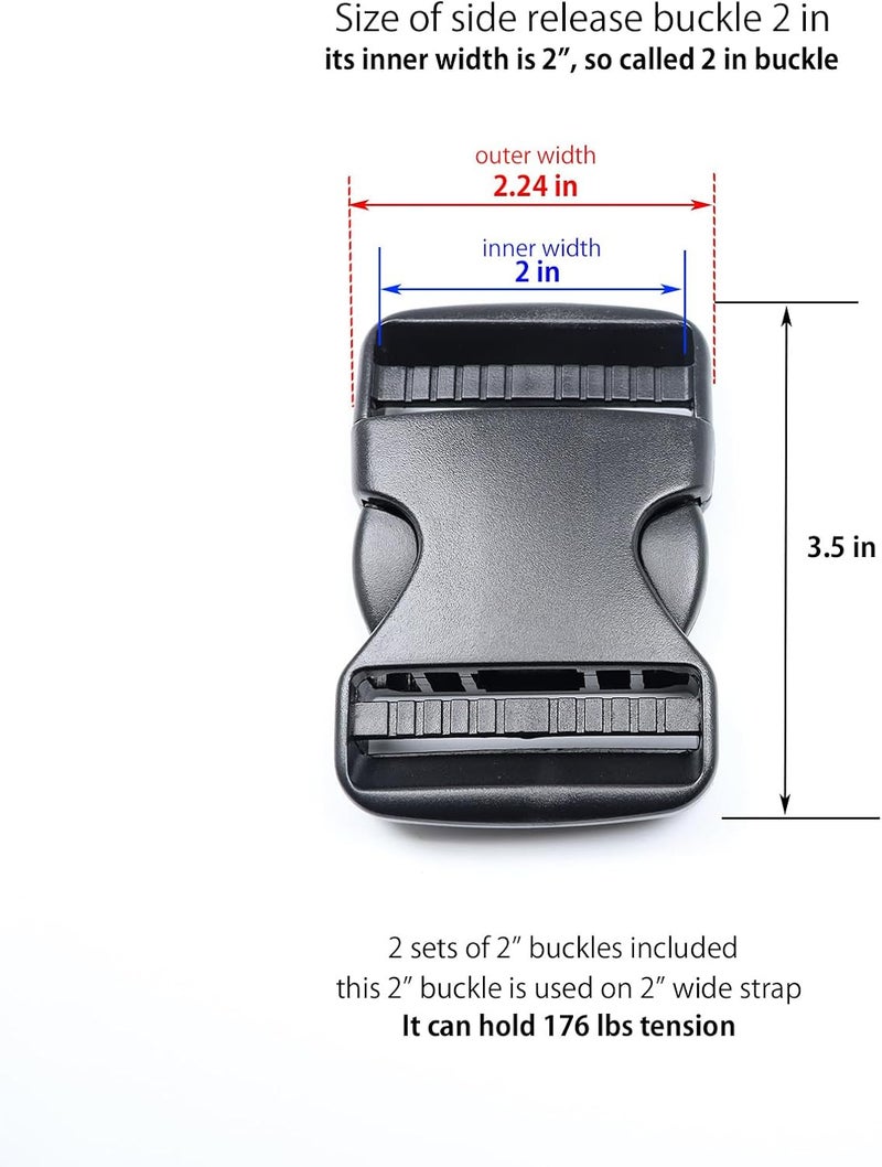 Baitoo Side Release Buckles Heavy Duty Plastic Buckle Snap Clips Clasps Backpack Buckle Replacement for Strap - Image 3